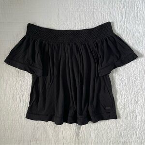 Roxy Black Off the Shoulder Boho Top Blouse Size Small